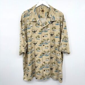 Pussers Hawaiian Shirt Mens XL Silk Cotton Pirate Skull Crossbones Resort Tiki